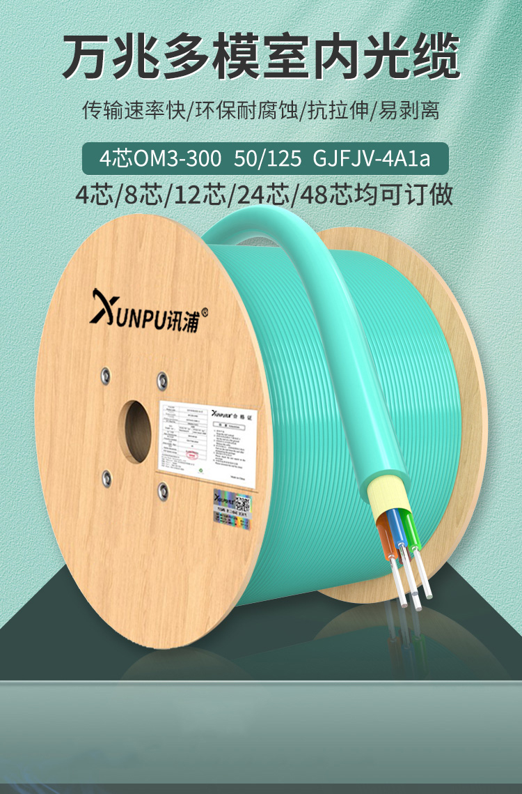 訊浦 萬兆多模室內(nèi)光纖光纜 GJFJV OM3-300束狀軟光纜 50/125_http://www.oann34.cn_所有產(chǎn)品_第1張
