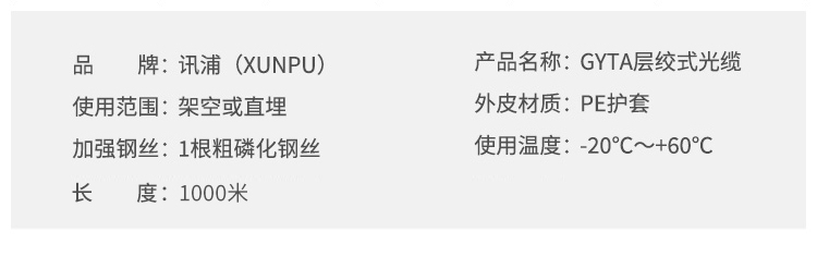 訊浦 GYTA電信級單模4芯-144芯光纜 層絞式鎧裝光纜 1000米_http://www.oann34.cn_所有產(chǎn)品_第5張
