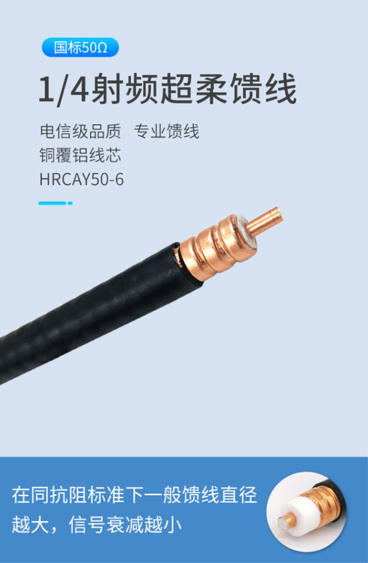 訊浦 饋線 1/4超柔射頻饋線XRCAY50-6 50歐姆 線芯直徑2.57mm_http://www.oann34.cn_饋線_第1張