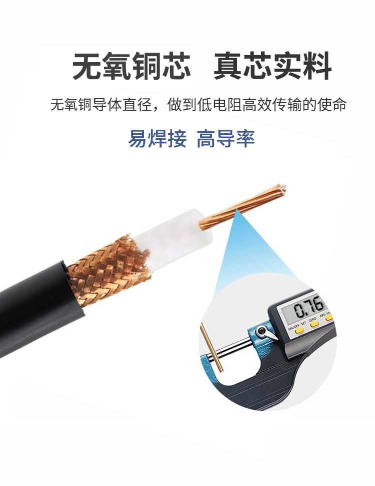 訊浦 SYV50-7射頻線饋線單屏蔽/雙屏蔽 RG213高頻線 銅芯直徑7*0.76mm 100米/卷_http://www.oann34.cn_所有產品_第3張