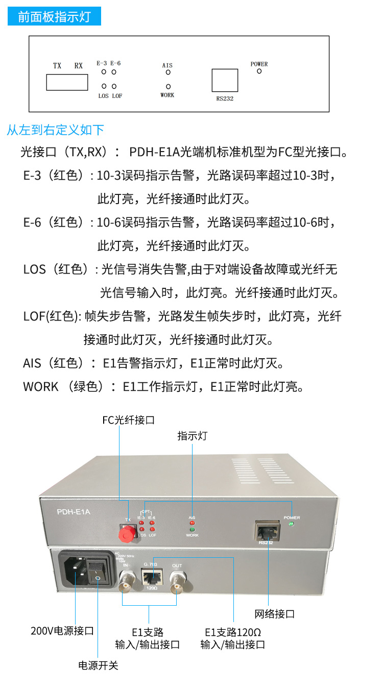 訊浦 PDH光端機 1E1 1路2M桌面式 單模單纖FC接口 20公里1對 XN-1E1-FC20_http://www.oann34.cn_所有產(chǎn)品_第9張